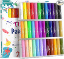 Paint Sticks for Kids 36 Colors, Quick Drying, Smooth, Non-Toxic and Washable Solid Tempera Paint Sticks with 120 PDF Coloring Pages and 30 Stickers, Toddler Art Supplies for Drawing by TinyTreasures Baby Boutique