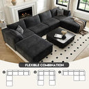 157.5" Cloud Couch Oversized Modular Sectional Sofa for Living Room,Modern Sofa with Deep Seat，U-Shape Boneless Couch with 2 Ottoman,Comfy Upholstered Couches for Apartment, Studio, Office,Black by CozyNest Decor