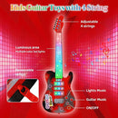 Kids Guitar and Microphone Playset with 4 Strings, Electric Guitar Kit with Lifting Mic Stand, Toddler Toys Musical Instruments Starter Kit, Karaoke Machine Toys for Boys Girls Christmas Guitars Gifts by TinyTreasures Baby Boutique