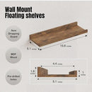RICHER HOUSE 8 Set Floating Wall Mounted Shelves, Nursery Hanging Book Shelves with Lip for Storage, Display Picture Ledge Shelf for Bedroom Bathroom Kitchen Living Room Wall Decor, Rustic Brown by CozyNest Decor