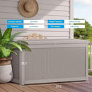 Large Deck Box 260 Gallon, Resin Patio Storage Box with Lockable Lid for Patio Furniture, Garden Tools, Pool Accessories, Weatherproof Outdoor Storage Bin, Brown by CozyNest Decor
