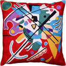 Kandinsky Modern Couch Pillow Cover - Red Painting | Abstract Toss Pillow | Modern Chair Cushion| Contemporary Pillow | Mid Century Chair Cushion | Hand Embroidered Pillow | Wool Size 18x18 by CozyNest Decor