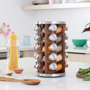 Orii 20 Jar Dark Acacia Wood Spice Rack with Spices Included - Rotating Tower Organizer for Kitchen Spices and Seasonings, (Dark Stained Acacia Wood) by CozyNest Decor