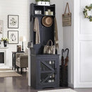 JXQTLINGMU 23" Farmhouse Hall Tree with Shoe Storage, Entryway Bench with 6 Cubbies, 5 Hooks & Barn Doors, Mudroom Coat Rack Cabinet, Black by CozyNest Decor