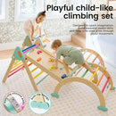 Tiny Land Pikler Triangle Set,7-in-1 Foldable Montessori Toddler Climbing Toys Indoor, Wooden Playground Jungle Gym for Kids, Climber Gift for Boys & Girls Toddler Climbing Toys (Rainbow) by TinyTreasures Baby Boutique
