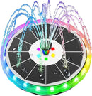 Solar Water Fountain with LED Lights Matte Panel, Built-in 4000 mAH Battery Large Bird Bath Fountains Solar Power with 4 Fixed Rods, Solar Fountain Pump for Pond, Outdoor,Garden,Pool-Multicolor by GreenHaven Gardens