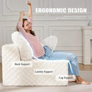 Single Sofa 1 Seat Couch with Deep Seat Memory Foam Cloud Chair with Pillows Large Sofa with L Shape for Living Room Bedroom (Plush White, Single) by CozyNest Decor