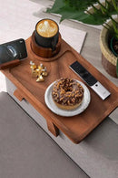 Sofa Arm Tray, Acacia Wood Couch Cup Holder, Portable Large Sofa Armrest Tray Anti-Spill Beverage Snack Remote Holder by CozyNest Decor