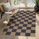 Lahome Checkered Easy Jute Indoor Outdoor Carpet, 3x5 Washable Rugs for Entryway Living Room Farmhouse Area Rug, Non Slip Blue Checkerboard Indoor Door Mat for Entry Patio Deck by CozyNest Decor