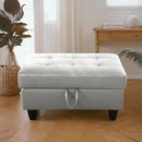Ottoman Rectangular Storage Ottoman Bench, Faux Leather Footrest, Coffee Table, Stool Footstool with Hinged Lid for Living Room, Bedroom, Entryway, Silver, 35"x23.5"x17.5" by CozyNest Decor