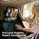 Safety Baby Car Seat Mirror - Wide Shatterproof Backseat Infant Car Mirror for Baby Rear Facing, Crystal Clear View, Travel Accessories, Easy Install & Adjustable for Removable Headrest (Matte Black) by TinyTreasures Baby Boutique