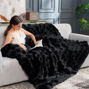 Cozy Bliss Faux Fur Throw Blanket for Couch, Fuzzy Soft Plush Thick Bubble Blanket for Sofa Bedroom Living Room, 50 * 60 Inches Black by CozyNest Decor