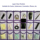 Classroom Pocket Chart for Phone Calculator Holder Over The Door Hanging Closet Jewelry Organizer with 30 Clear Pockets (Purple) by CozyNest Decor
