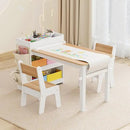 Kids Art Table and Chair - Toddler Craft Table and Chairs Set with 2 Chair & Bins, Large Storage Kids Activity Desk with Paper Roll for Playrooms & Classroom, 40" L x 20" W, Natural by CozyNest Decor