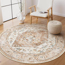 Lahome Boho Round Rugs - 4Ft Washable Non-Slip Small Round Area Rug Throw Lightweight Round Nursery Carpet Kids，Oriental Distressed Print Kitchen Mat for Bedroom Entryway Bathroom Living Room by TinyTreasures Baby Boutique
