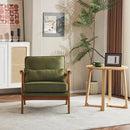 Karl home Accent Chair Wide Armrest Mid-Century Lounge Chair Linen Fabric Armchair with Lumbar Pillow & Solid Wood Frame for Living Room, Bedroom, Balcony, Green by CozyNest Decor