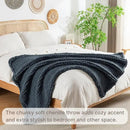 Chunky Knit Blanket Throw, 100% Hand Knit Throw Blanket Handmade Chenille Cable Knit Throw for Couch, Stylish Cozy Soft Rope Knot Crochet Blanket for Home Decor, Blue Mirage, 40x50 Inches by CozyNest Decor