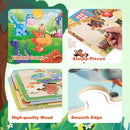 SYNARRY Puzzles for Kids Ages 4-8, 4 Pack Wooden Jigsaw Puzzles for Kids Ages 3-5 Years Old 40 Pieces, Preschool Puzzle Toy Gift for Children Boys and Girls, Farm Dinosaur Animal Construction Theme by TinyTreasures Baby Boutique