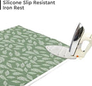 Encasa XO Ironing Mat/Pad (Large 48"x28") with 3mm Padding & Silicone Iron Rest for Steam Pressing on Tabletop or Bed - Heat Resistant, Portable, Quilting & Travel Blanket - Big Leaves Green by CozyNest Decor