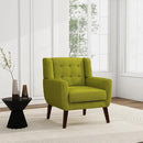 UIXE Accent Chair, Modern Upholstered Armchair in Fabric for Living Room, Comfy Club Arm Chairs Single Sofa Button Tufted Bedroom Reading Seat - Green by CozyNest Decor