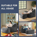 Giant Bean Bag Chairs for Adults, Oversized Chaise Lounge Chair Indoor with Memory Foam - Plush Boneless Lounger & Ottoman for Bedroom, Living Room, Gaming & Reading, Lazy Floor Sofa Chair, Gray by CozyNest Decor