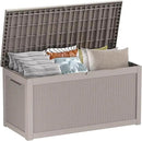 267 Gallon Deck Box Large Outdoor Storage for Patio Furniture,Outdoor Cushions,Garden Tools and Pool Supplies,Waterproof,Resin,Lockable(Grey Rattan) by CozyNest Decor