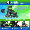 Nattork Kids Adjustable Inline Skates with PU Flash Wheels, Fun Roller Skates for Ages 4-12, Indoor/Outdoor Birthday Gift for Son and Grandson by TinyTreasures Baby Boutique