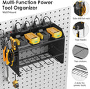 CCCEI Modular Power Tool Organizer Wall Mount with Charging Station. Garage 4 Drill Storage Shelf with Hooks, Screwdriver, Drill Bit Heavy Duty Rack, Tool Battery Holder Built in 8 Outlet Power Strip. by GreenHaven Gardens