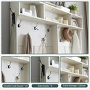 JXQTLINGMU 59" Farmhouse Hall Tree with Shoe Storage, Entryway Bench with 20 Cubbies, 12 Hooks & Sliding Barn Doors, Mudroom Coat Rack Cabinet, Off White by CozyNest Decor