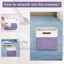 13x13 Cube Storage Bins, Collapsible Fabric Storage Box, 4 Pack Closet Baskets with Handles for Organizing, Shelf, Toys, Clothes, Home, Office, Nursery (Purple&White) by CozyNest Decor