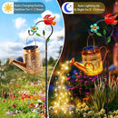 Solar Lights Outdoor Garden Decor, Cardinals Hanging Waterproof Watering Can Lights Outside Decorations for Yard Front Porch Patio Backyard Gift for Mom Grandma Women Birthday （with Shepherd Hook） by GreenHaven Gardens