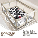 Baby Play Mats for Floor, 71”x59” Upgraded Thickness & Larger Super Soft Playmat for Babies and Toddlers, Foldable Washable, Upgrade Anti-Slip Crawling Mat for Playpen(High Contrast) by TinyTreasures Baby Boutique