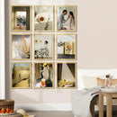 Vittanly 12x16 Picture Frames Set of 9, Shatter Resistant Plexiglass, Display 11x14 Pictures with Mat or 12x16 without Mat, Photo Frames for Wall Mount, Engineered Wood, OAK by CozyNest Decor