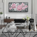 Large Pink Wall Art for Living Room- Pink and Black Peony Floral Canvas Wall Art Modern Framed Moody Black and White Wall Picture Flower Artwork Decor for Bedroom Dining Room Office 48x24 by CozyNest Decor