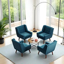 HUIMO Button-Tufted Accent Chairs Set of 2,Upholstered Reading Living Room Chair,Mid Century Modern Chair with Linen Fabric, Club Chair,Comfy Arm Chairs for Living Room,Bedroom,Lake Blue by CozyNest Decor