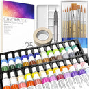 CHROMATEK Watercolor Paint Set - 84 Piece Kit for Adults, Beginner & Professional Artists - 48 Tubes (12ml), 25 Page Sketch Paper Pad, 8 Painting Brushes, Aquapen, Palette, Masking Tape - Art Supplies by TinyTreasures Baby Boutique
