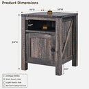 OKD Farmhouse Nightstand with Charging Station, 18" Rustic End Table with Adjustable Storage Shelf, Wood Rustic Wood Sofa Side Table for Bedroom by CozyNest Decor