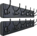 Dseap Wall Mounted Coat Rack: 24" Long, Patented, Heavy-Duty, 6-Double-Hooks Wooden Hanger Rail for Winter Coats, Hat, Jacket, Clothing - Black, Pack of 2 by CozyNest Decor