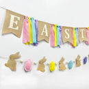 Easter Party Decorations Burlap Rabbit Bunny 3D Felt Egg with Wood Beads Garland Felt Easter Sign Burlap Pennant Banner Flag with Pastel Ribbon for Easter Spring Birthday Baby Shower Party Supplies by CozyNest Decor
