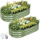 Galvanized Raised Garden Bed Outdoor- 2 Pcs Raised Beds for Gardening| Metal Planter Box, Steel Raised Garden Bed Kit with Gloves for Vegetables, Flower, Herbs (4x2x1FT, Green) by GreenHaven Gardens