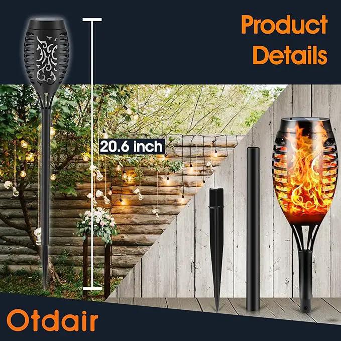 Otdair Solar Outdoor Lights, 16 Pack 12LED Solar Tiki Torches with Flickering Flame, IP65 Waterproof Mini Solar Torch Lights Auto On/Off for Garden, Patio, Yard, Pathway, photo 3 of 7