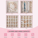 5-Layer Jewelry Box with 4 Drawers, Huge Portable Jewelry Organizer with Lock and Mirror for Women, for Necklace Ring Earring Bracelet Storage, Lockable Jewelry Case, Pink by TinyTreasures Baby Boutique