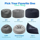 Hobestluk 3 in 1 Bean Bag Chair Giant Bean Bag Chairs for Adults with Plush Faux Fur Cover Convertible Bean Bag Floor Cushion with Machine Washable Cover for Living Room (Plush Dark Grey) by CozyNest Decor