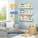 Nursery Floating Book Shelves for Wall, 24 Inch Long Wall Bookshelf for Kids Room, White and Natural Wood Baby Toddler Child Hanging Bookshelves for Kids Bathroom Bedroom (Upgraded Set of 3) by TinyTreasures Baby Boutique