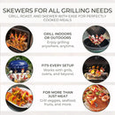 O-Yaki Flat Metal Kabob Skewer for Grilling – Set of 8 BBQ Skewers Stainless Steel with Storage Bag, Dishwasher Safe Skewers with Hook Handle & Sharp Tip for BBQ, Cookouts & Oven Use – 12 Inch by GreenHaven Gardens