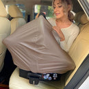 Breathable Car Seat Cover for Babies – Multi-Purpose Soft Rayon Nursing Cover for Breastfeeding, High Stretchy Infant Carseat Canopy, Stroller Cover (Smooth Rayon, Mocha Natural) by TinyTreasures Baby Boutique