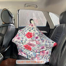 Multi-use Canopy Breastfeeding Cover - Car Seat Canopy for Babies, Stretchy Carseat Cover, Boys and Girls Shower Gift (Purple Flower) by TinyTreasures Baby Boutique