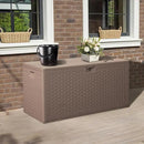 Premium Pro Edition 73 Gallon Lockable Resin Deck Box, Waterproof & UV-Resistant Outdoor Storage Box for Outdoor Cushion Storage, Garden Tools & Pool Accessories Storage, Brown by CozyNest Decor