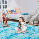 Ultra Soft Rug for Living Room, 8X10 Fluffy Shag Area Rug for Bedroom, Modern Shaggy Carpets Fuzzy Rug for Teens Dorm Nursery Home Decor Aesthetic, Upgrade Anti-Skid Durable, Tie-Dyed Blue by TinyTreasures Baby Boutique
