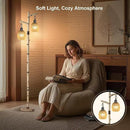 Scenekoy Retro 68.5” Tall Floor Lamp With Carving Shade, Farmhouse Resin Standing Lamp & Faux Birch Tree Finish, Dimmable Corner Lamp Stand Up Light with Bulb Prefer for Living Room Bedroom Home Decor by CozyNest Decor